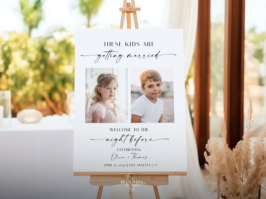 Placa Casamento Canva com Fotos Infância – Welcome Sign Jantar Ensaio