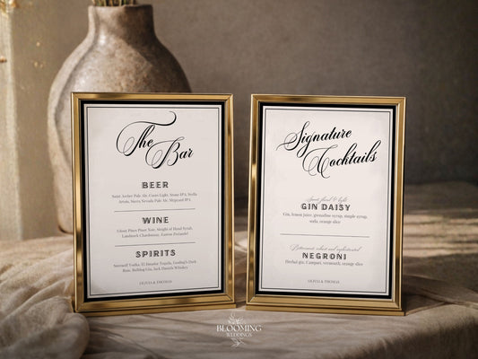 Menu clássico de bar e cocktails de assinatura - Template do Canva