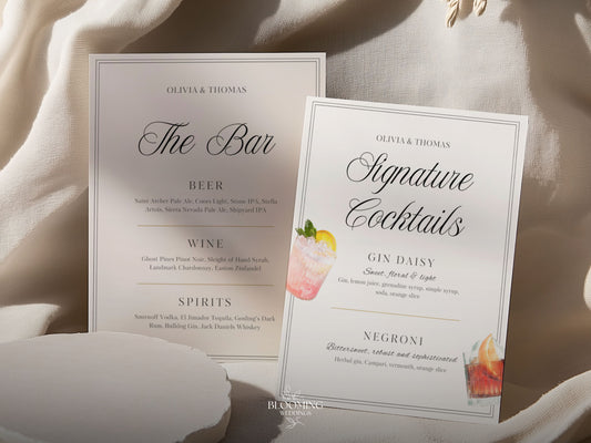 Menu de bar e cocktails de assinatura – Template do Canva